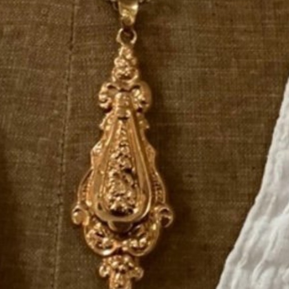 14k Real Rose Gold Pendant Large Antique Beautiful & Unique Piece 2" Long - Picture 6 of 8